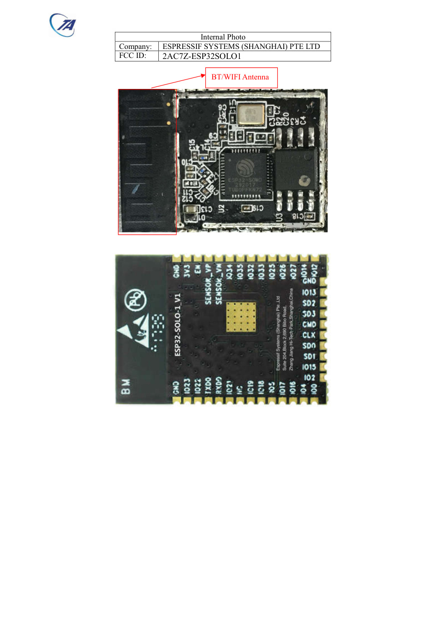 Espressif ESP32-SOLO-1 internal FCC photo from Internal Photos (3772351) p. 1