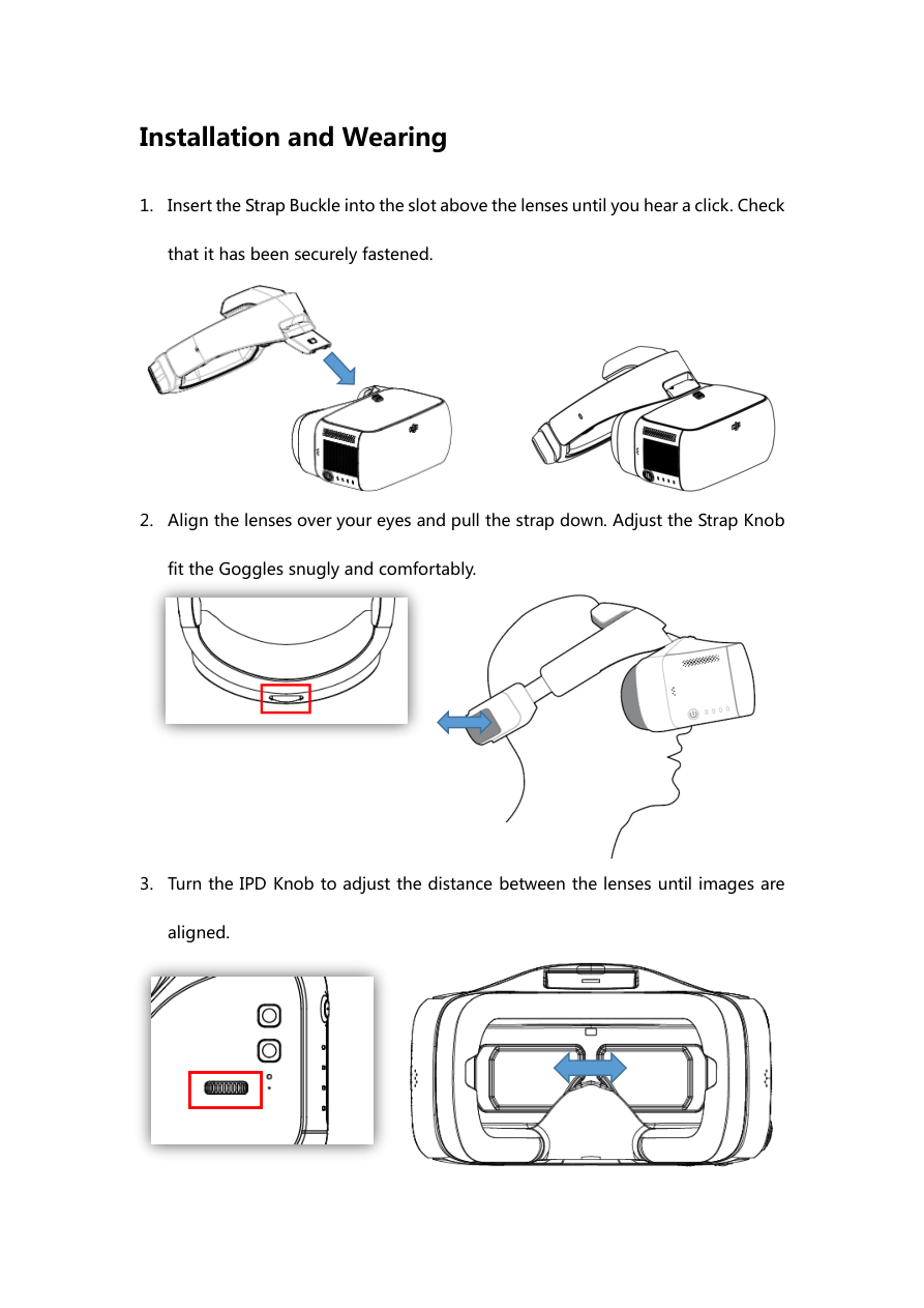 Installation and Wearing visual from the manual from the FCC user manual