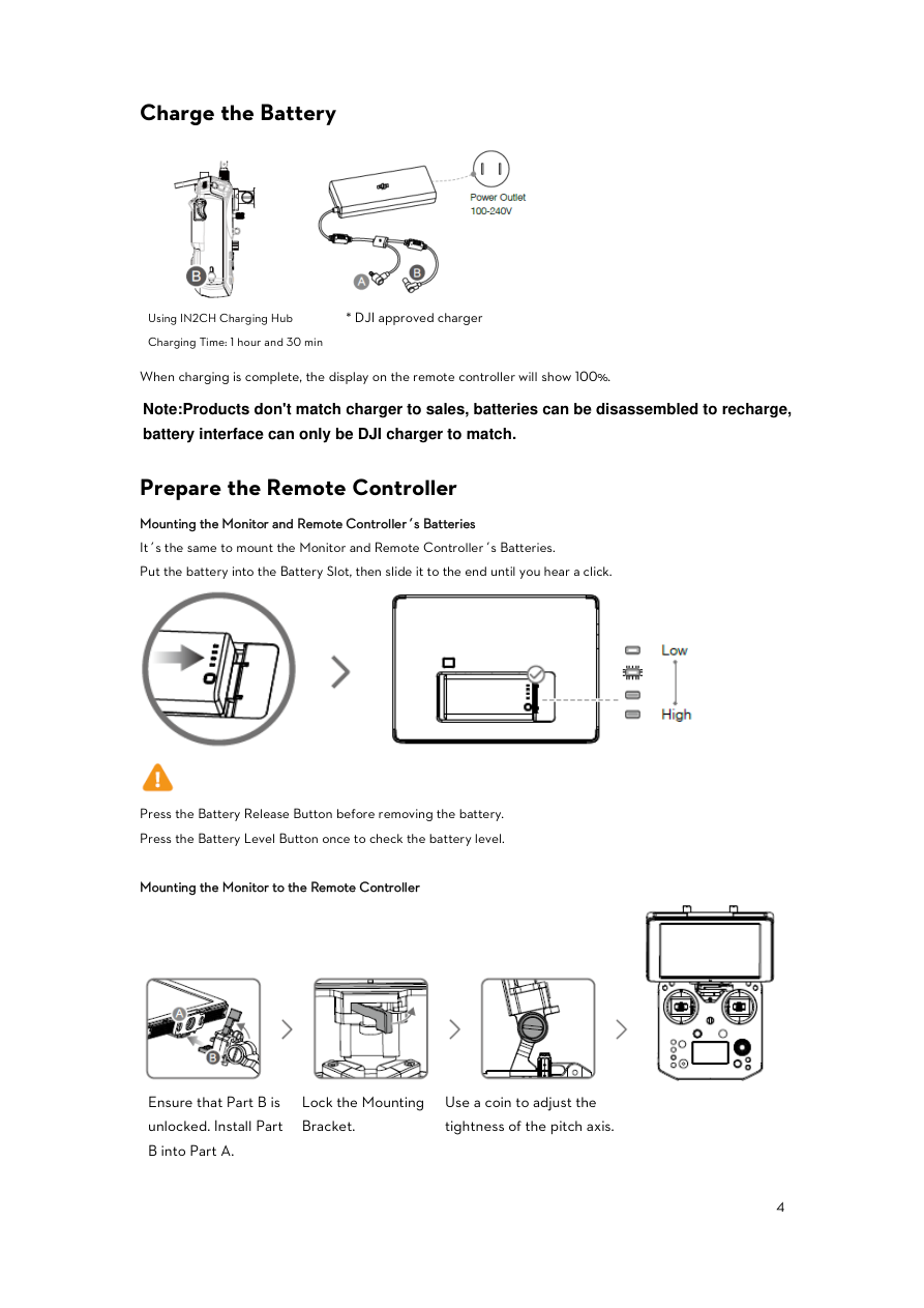 Charge the Battery visual from the manual from the FCC user manual