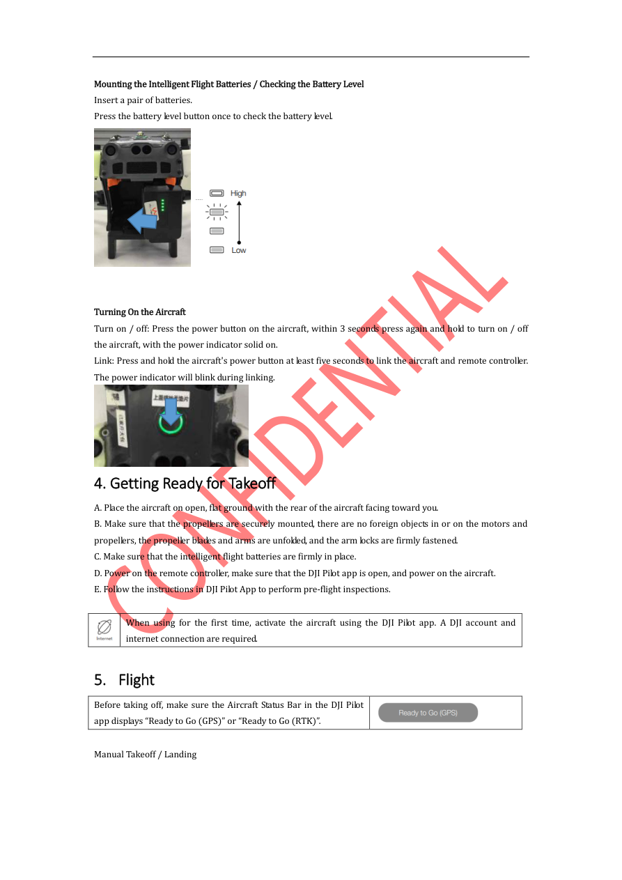 Mounting the Intelligent Flight Batteries / Checking the Battery Level visual from the manual from the FCC user manual