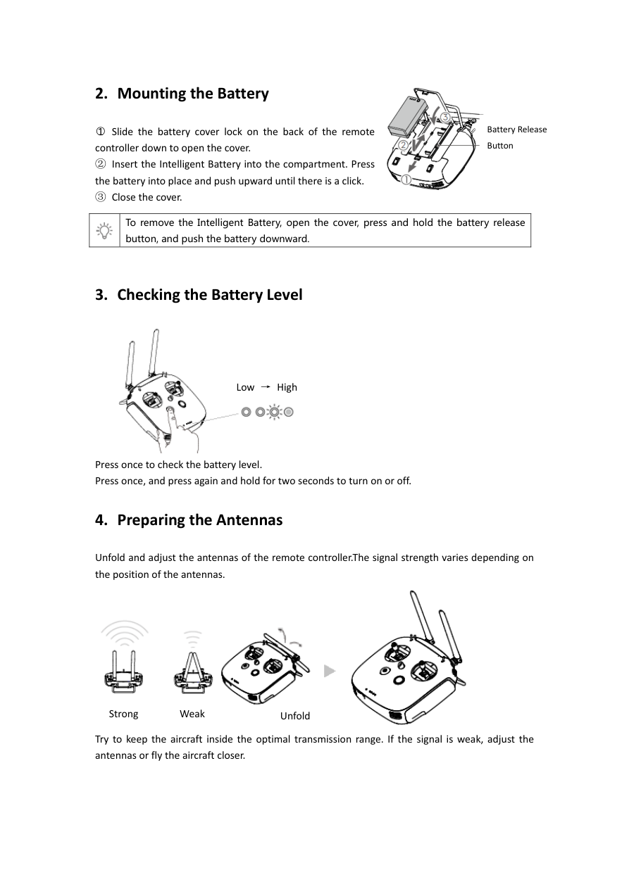 2. Mounting the Battery visual from the manual from the FCC user manual