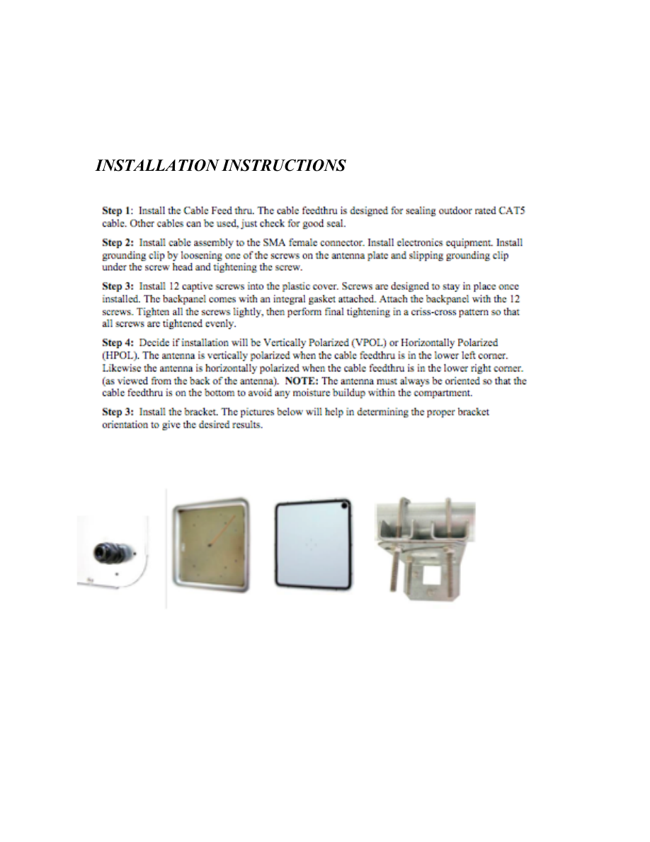 INSTALLATION INSTRUCTIONS visual from the manual from the FCC user manual