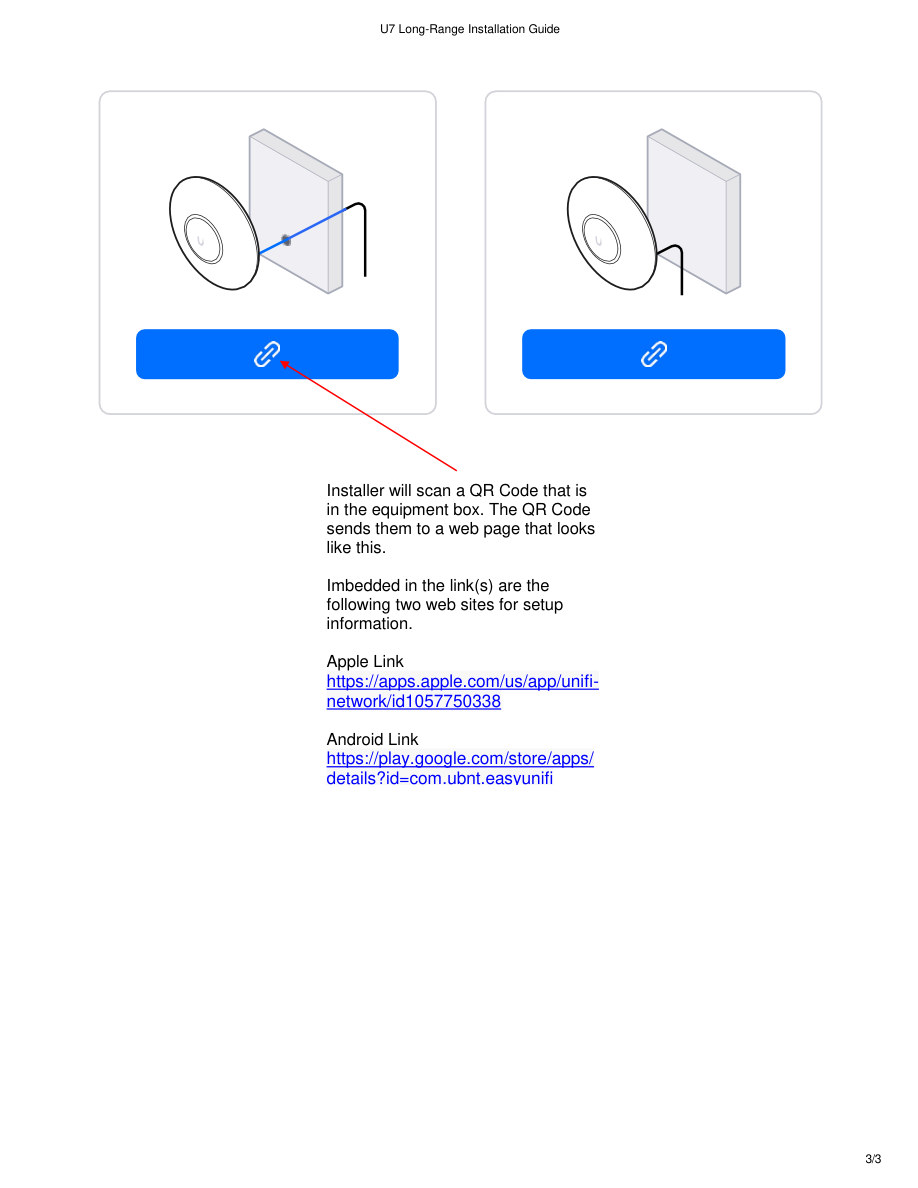 U7 Long-Range Installation Guide visual from the manual from the FCC user manual